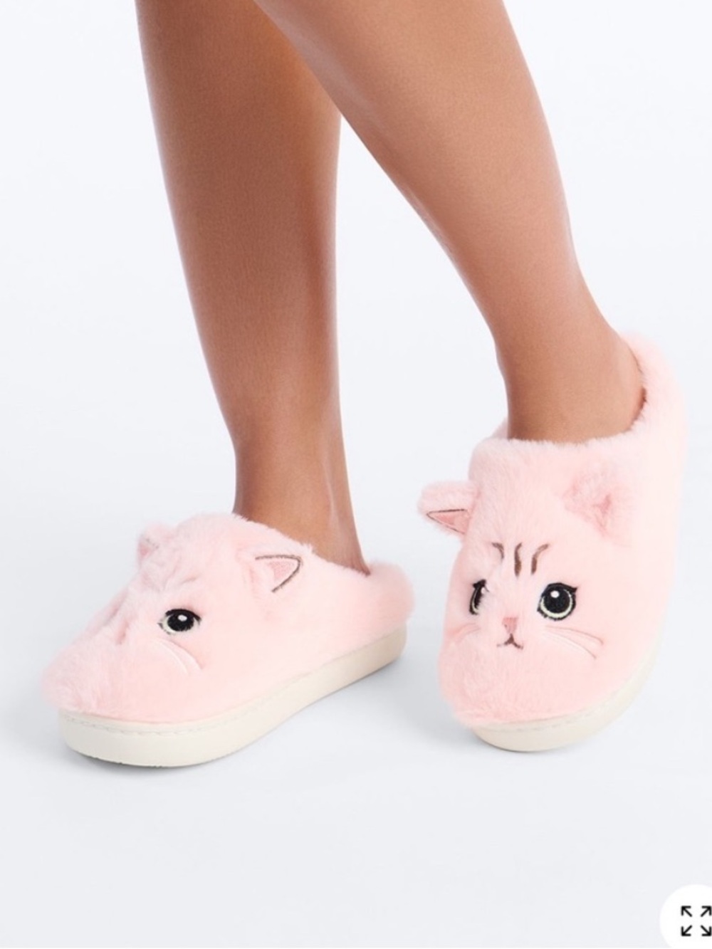 Pink Fuzzy Cat Slip-On Slippers